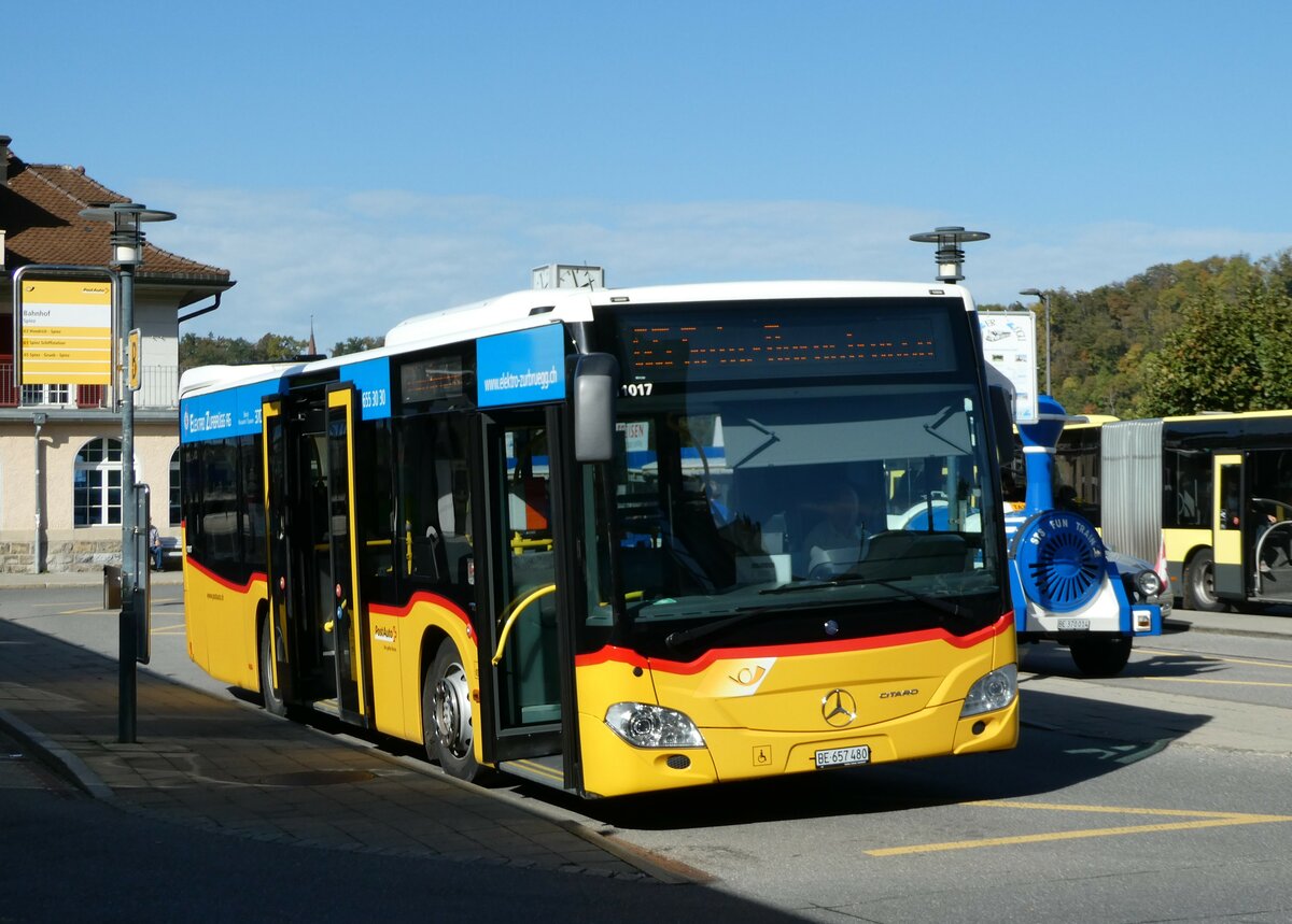 (241'507) - PostAuto Bern - BE 657'480 - Mercedes am 18. Oktober 2022 beim Bahnhof Spiez