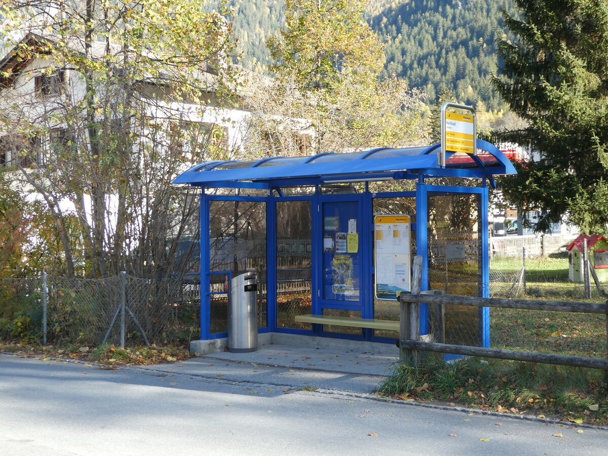 (242'295) - PostAuto-Haltestelle am 8. November 2022 in Andeer, Heilbad