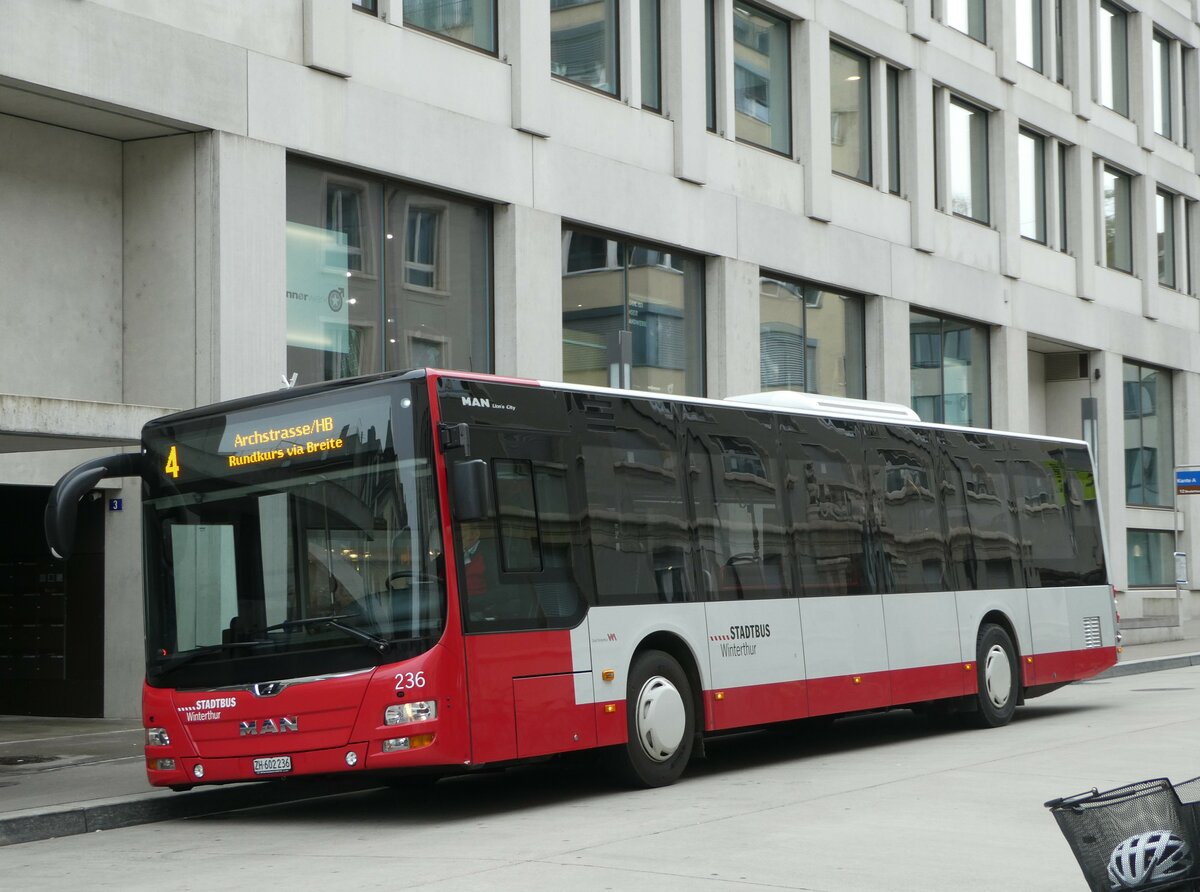 (242'499) - SW Winterthur - Nr. 236/ZH 602'236 - MAN am 12. November 2022 beim Hauptbahnhof Winterthur