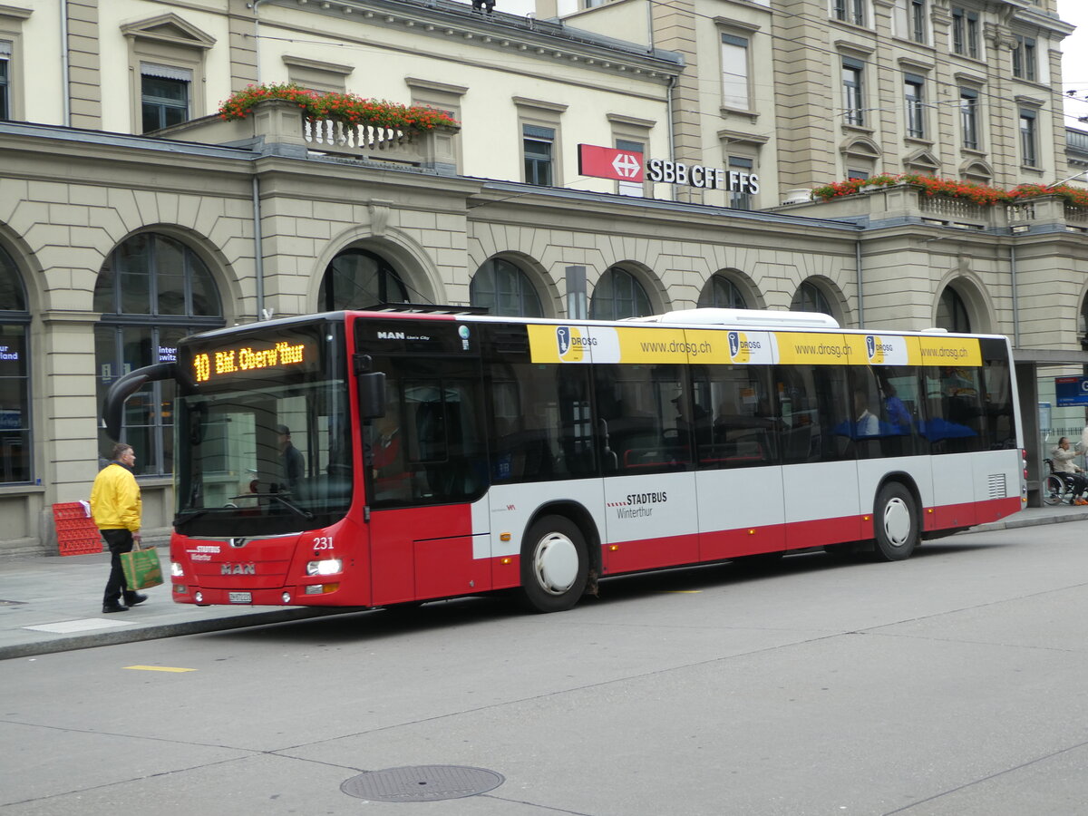 (242'519) - SW Winterthur - Nr. 231/ZH 872'231 - MAN am 12. November 2022 beim Hauptbahnhof Winterthur