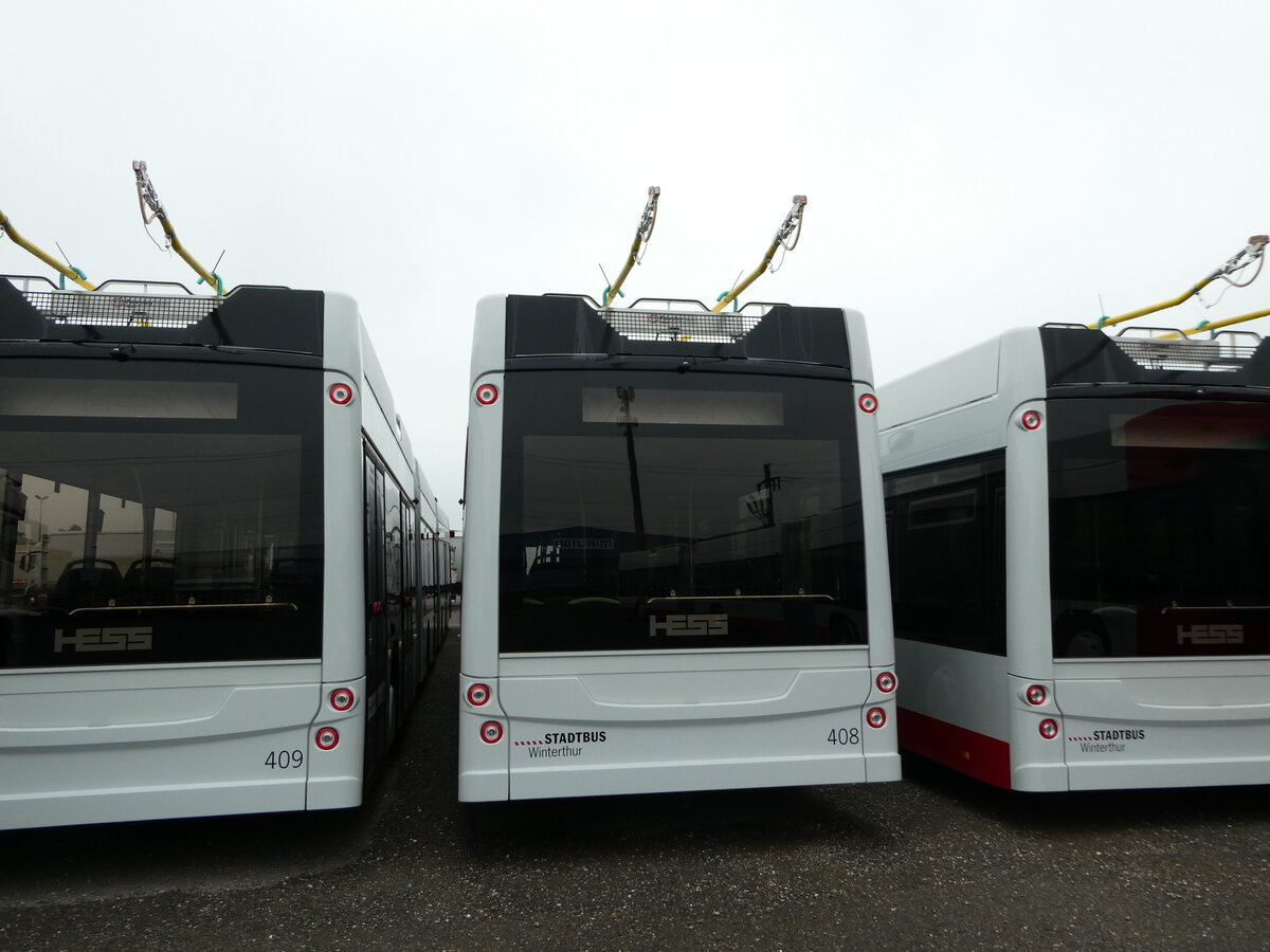 (242'594) - SW Winterthur - Nr. 408 - Hess/Hess Doppelgelenktrolleybus am 13. November 2022 in Wil, Larag