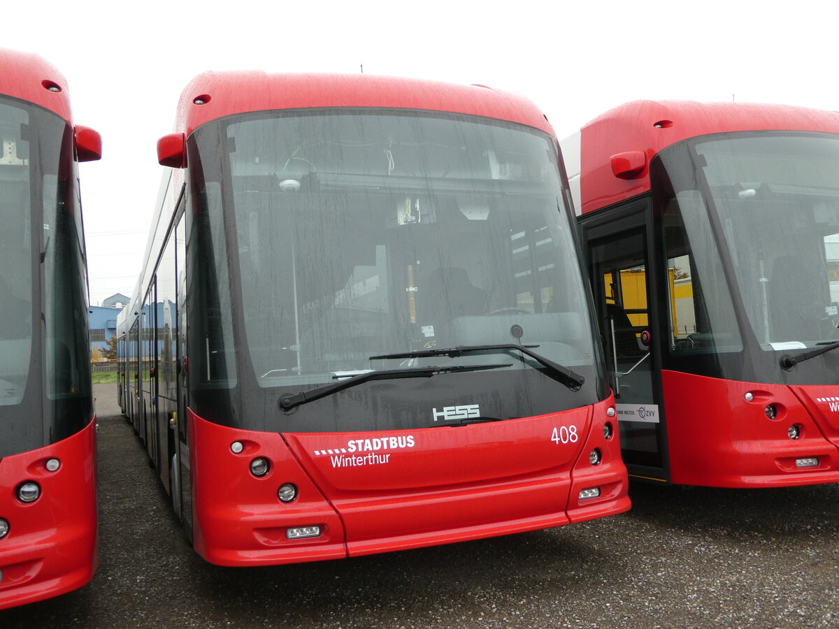 (242'602) - SW Winterthur - Nr. 408 - Hess/Hess Doppelgelenktrolleybus am 13. November 2022 in Wil, Larag