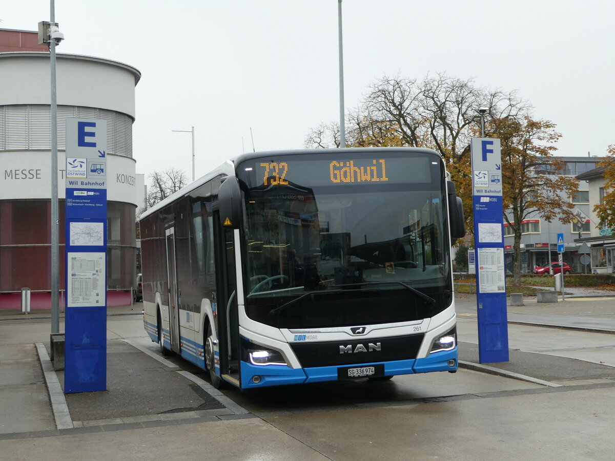 (242'617) - WilMobil, Wil - Nr. 261/SG 336'974 - MAN am 13. November 2022 beim Bahnhof Wil