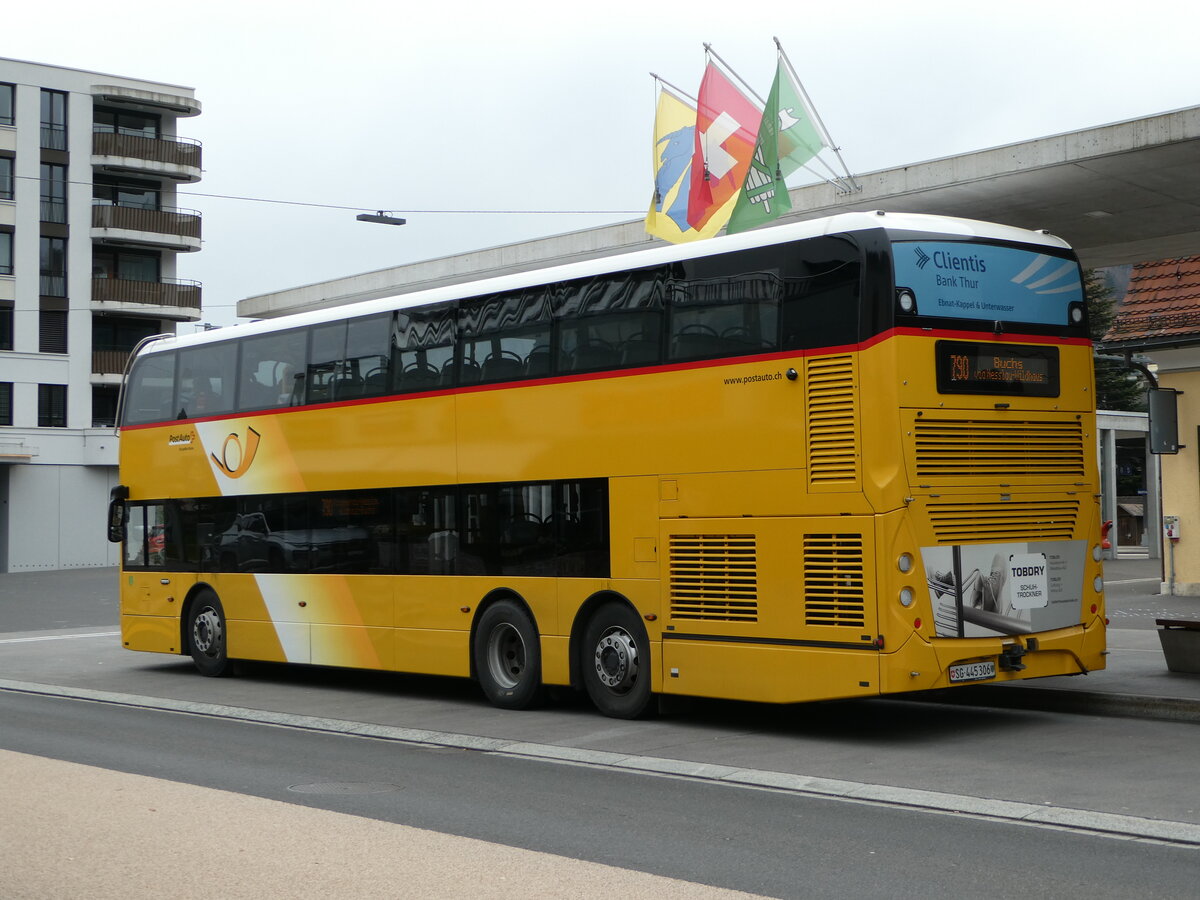 (242'628) - PostAuto Ostschweiz - SG 445'306 - Alexander Dennis (ex AR 45'268) am 13. November 2022 beim Bahnhof Wattwil