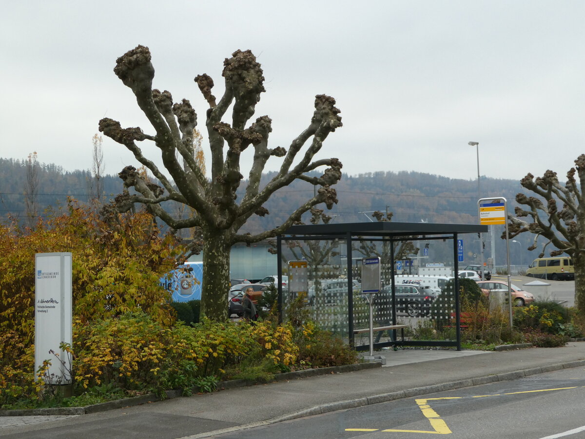 (242'662) - PostAuto-Haltestelle am 13. November 2022 beim Bahnhof Schmerikon