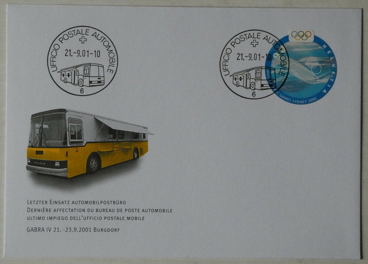 (242'687) - Post-Briefumschlag vom 21. September 2001 am 14. November 2022 in Thun