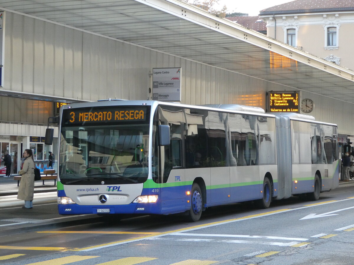 (242'831) - TPL Lugano - Nr. 419/TI 142'312 - Mercedes am 16. November 2022 in Lugano, Centro