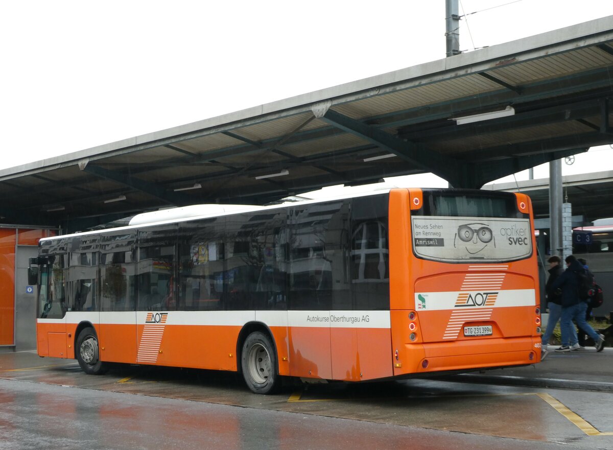 (243'292) - AOT Amriswil - Nr. 402/TG 231'399 - Neoplan (ex Nr. 6) am 29. November 2022 beim Bahnhof Romanshorn