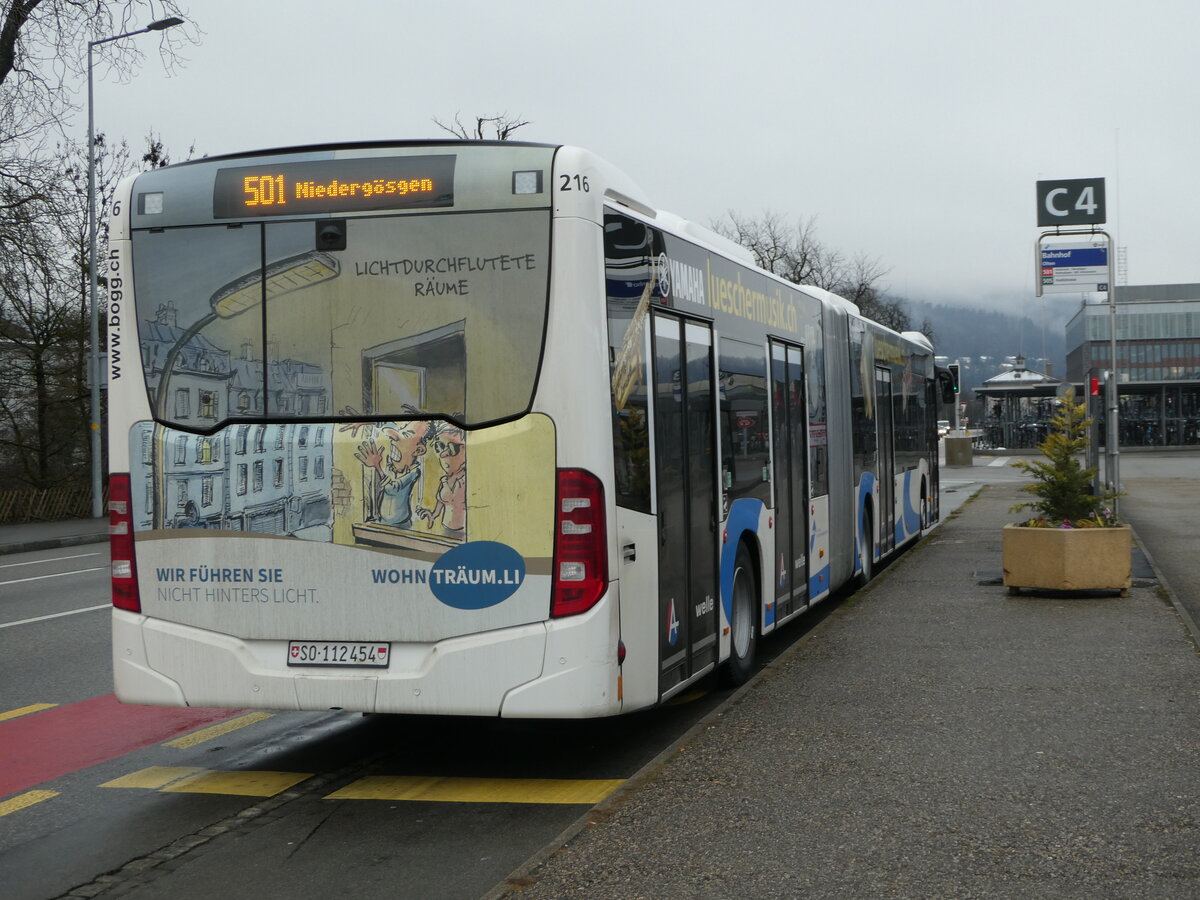 (243'899) - BOGG Wangen b.O. - Nr. 216/SO 112'454 - Mercedes am 15. Dezember 2022 beim Bahnhof Olten