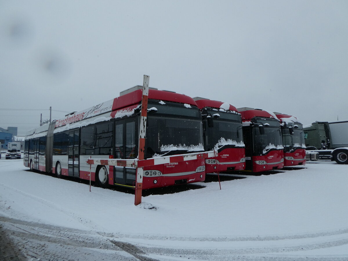 (243'925) - SW Winterthur - Nr. 176 - Solaris Gelenktrolleybus am 16. Dezember 2022 in Wil, Larag