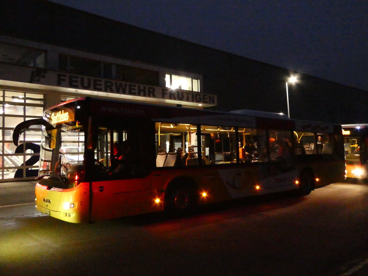 (244'457) - Wyss, Boningen - Nr. 67/SO 20'476/PID 10'834 - MAN am 7. Januar 2023 beim Bahnhof Frutigen