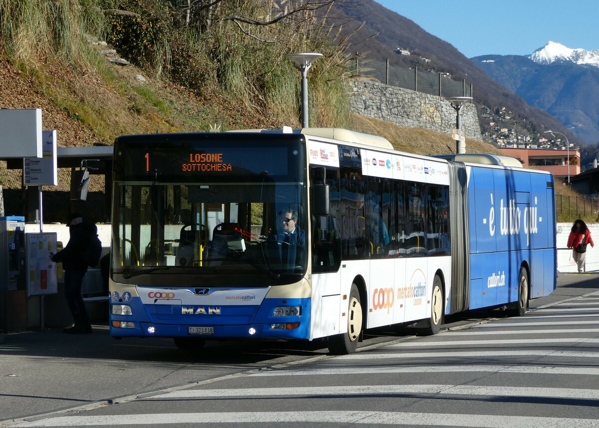 (244'920) - FART Locarno - Nr. 38/TI 323'838 - MAN am 10. Januar 2023 beim Bahnhof Tenero