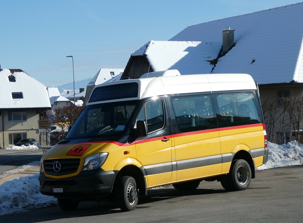 (245'575) - Engeloch, Riggisberg - Nr. 16/BE 704'922/PID 10'410 - Mercedes (ex PostAuto Ostschweiz Nr. 1; ex Haas, Appenzell) am 30. Januar 2023 in Riggisberg, Garage