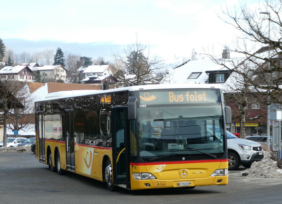 (245'626) - Engeloch, Riggisberg - Nr. 18/BE 704'610/PID 5369 - Mercedes (ex PostAuto Bern Nr. 5369; ex PostAuto Bern Nr. 654) am 1. Februar 2023 in Riggisberg, Post