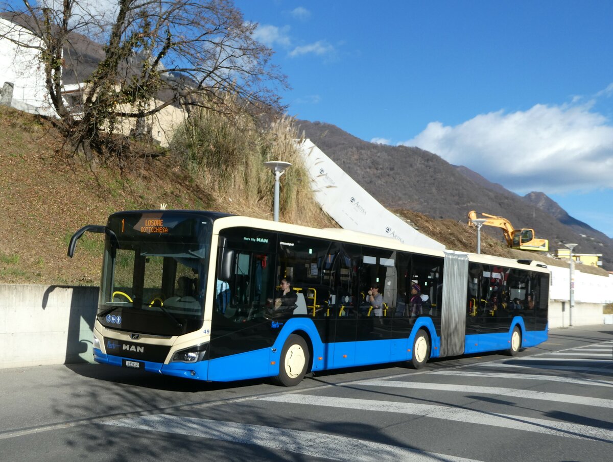 (245'822) - FART Locarno - Nr. 49/TI 339'149 - MAN am 4. Februar 2023 beim Bahnhof Tenero