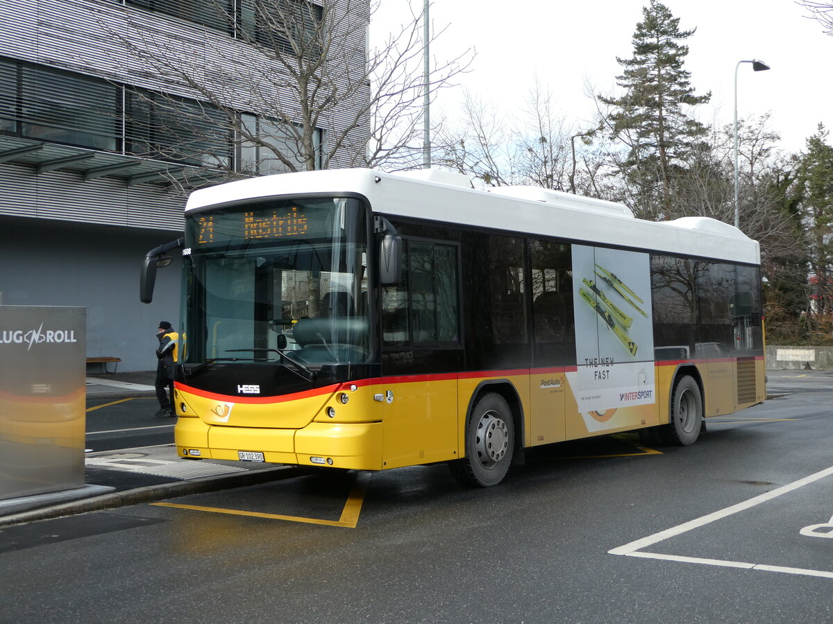 (245'845) - Gessinger, Bad Ragaz - GR 102'390/PID 11'608 - Scania/Hess am 6. Februar 2023 beim Bahnhof Landquart