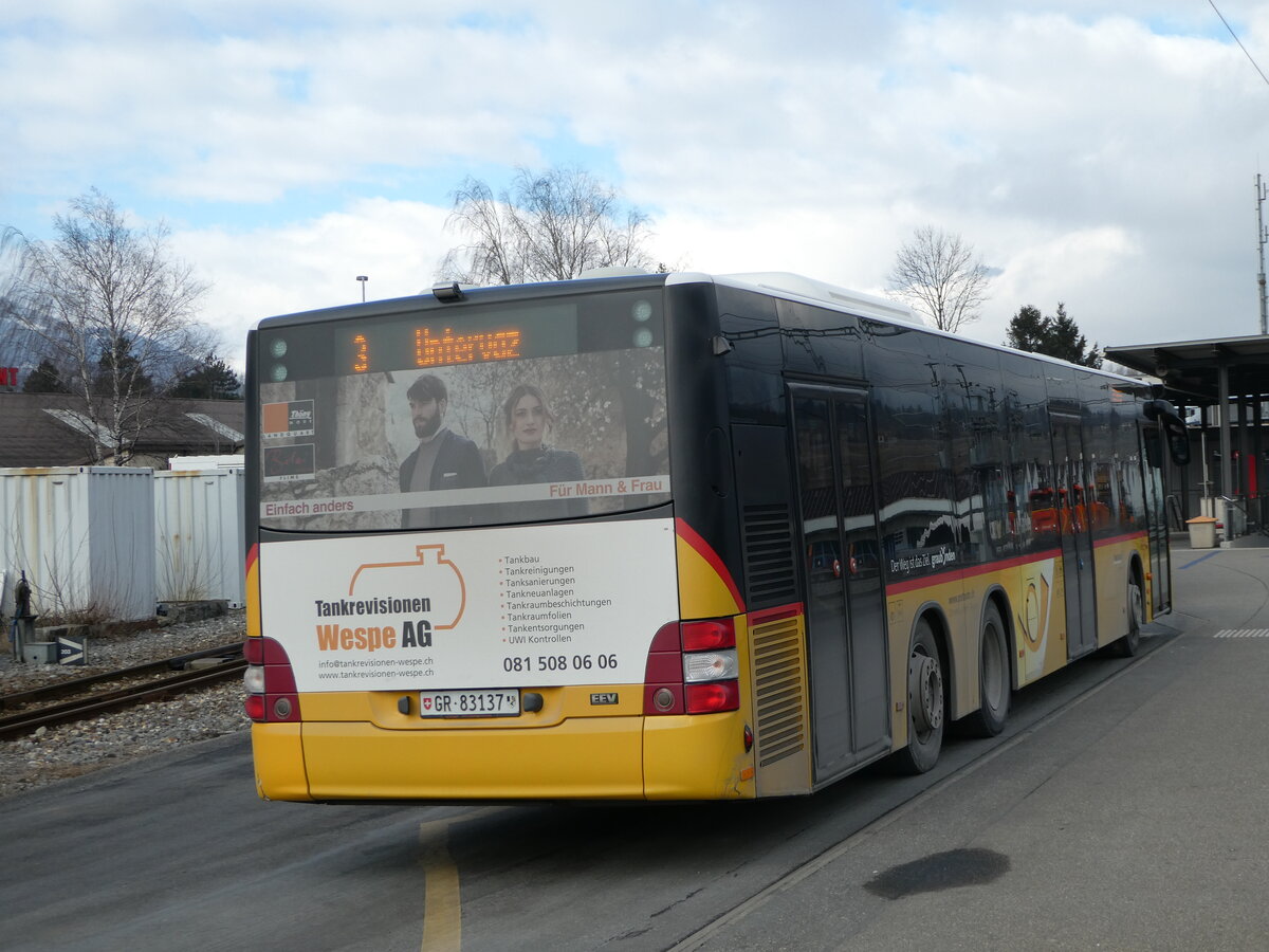 (245'866) - Dnser, Trimmis - GR 83'137/PID 5663 - MAN am 6. Februar 2023 beim Bahnhof Untervaz-Trimmis