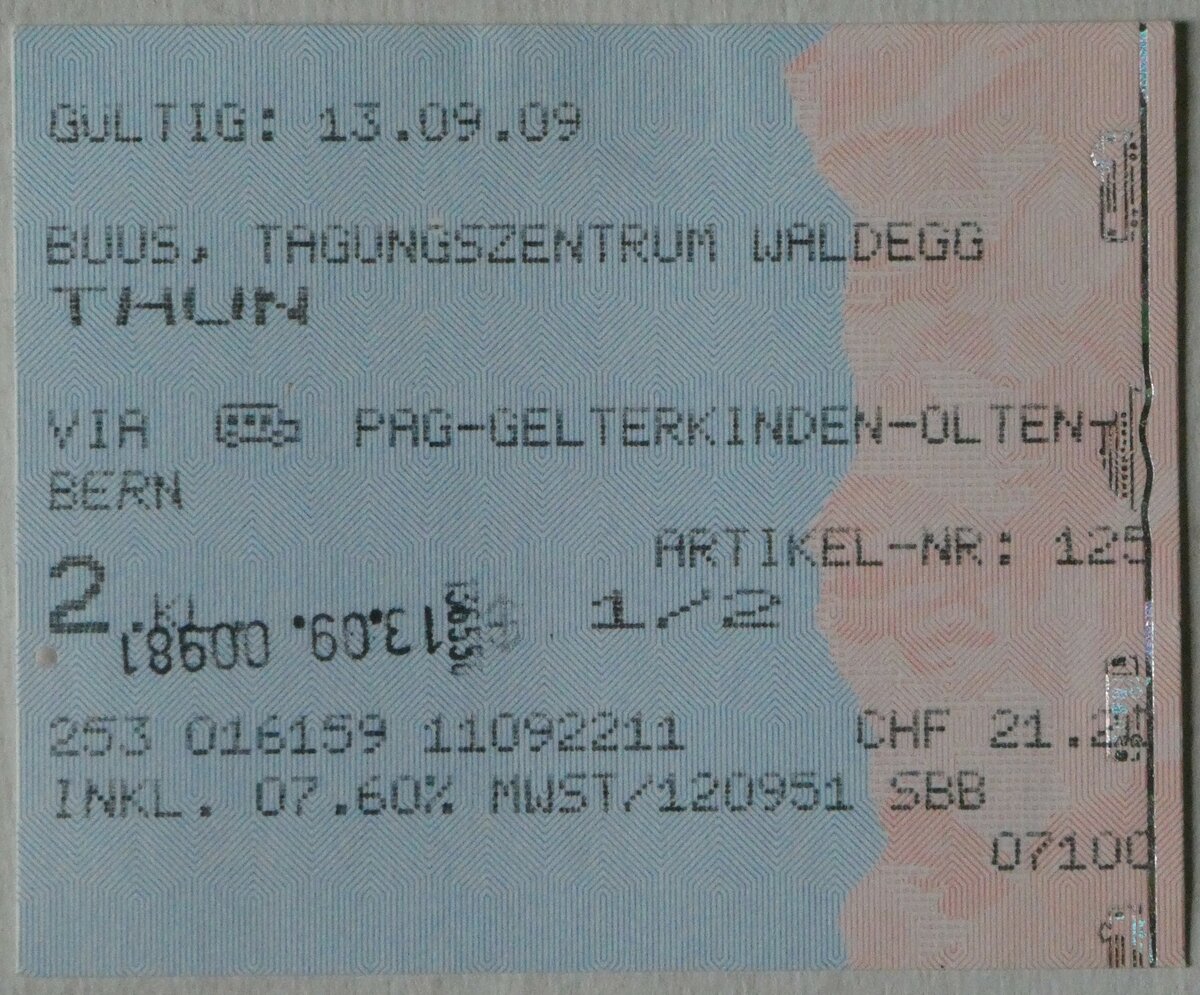 (246'644) - PostAuto-Einzelbillet am 26. Februar 2023 in Thun