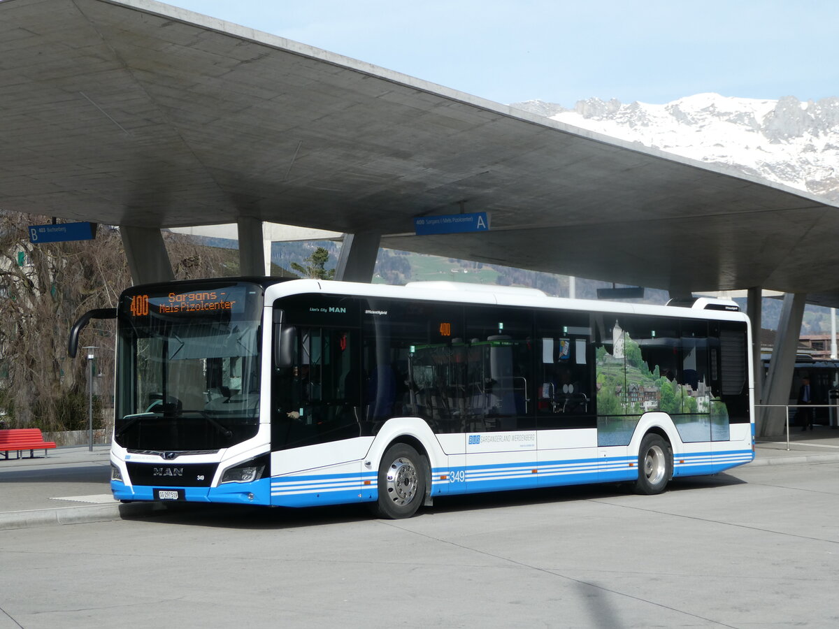 (247'305) - BSW Sargans - Nr. 349/SG 297'519 - MAN am 17. Mrz 2023 beim Bahnhof Buchs