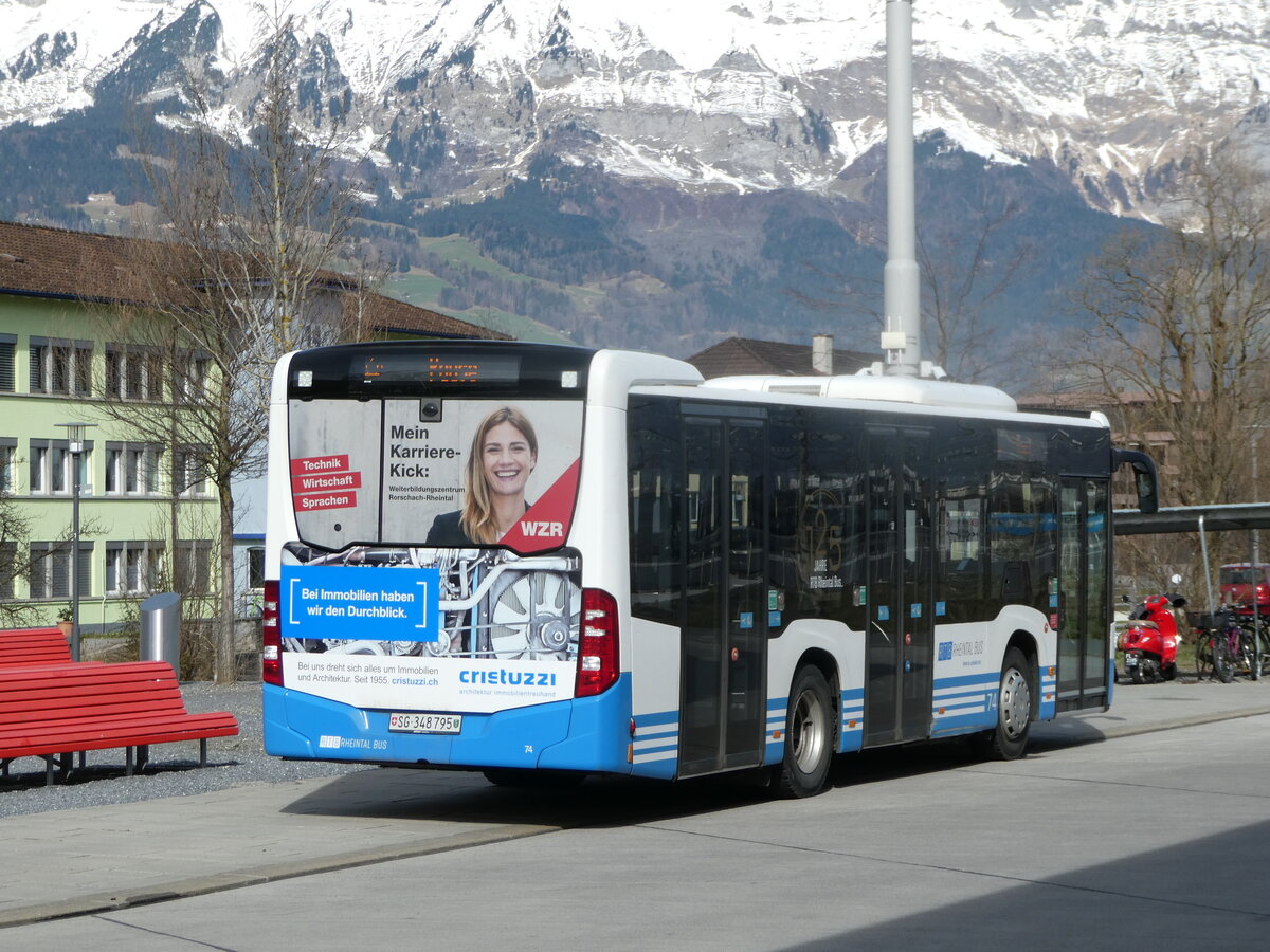 (247'309) - RTB Altsttten - Nr. 74/SG 348'895 - Mercedes am 17. Mrz 2023 beim Bahnhof Buchs