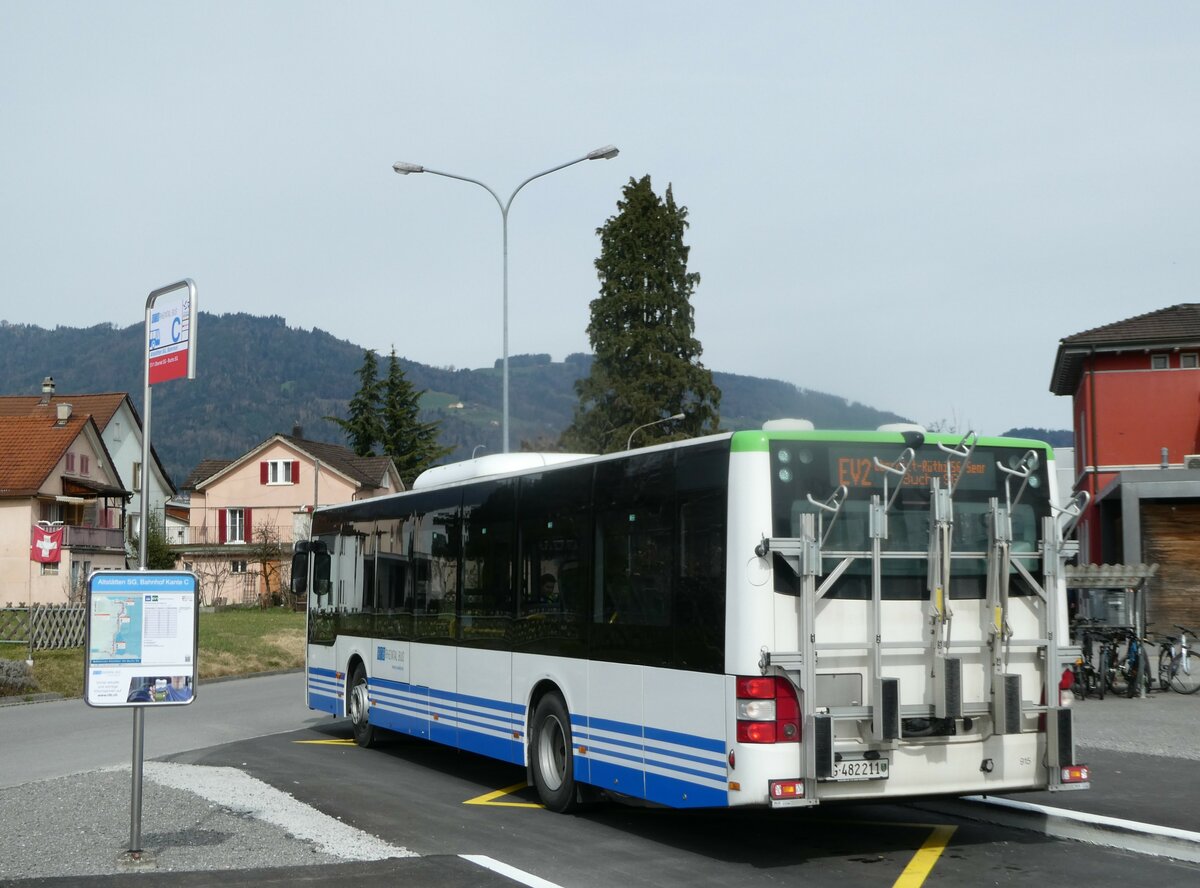 (247'329) - RTB Altsttten - Nr. 915/SG 482'211 - MAN (ex PostBus/A BD 15'345) am 17. Mrz 2023 beim Bahnhof Altsttten