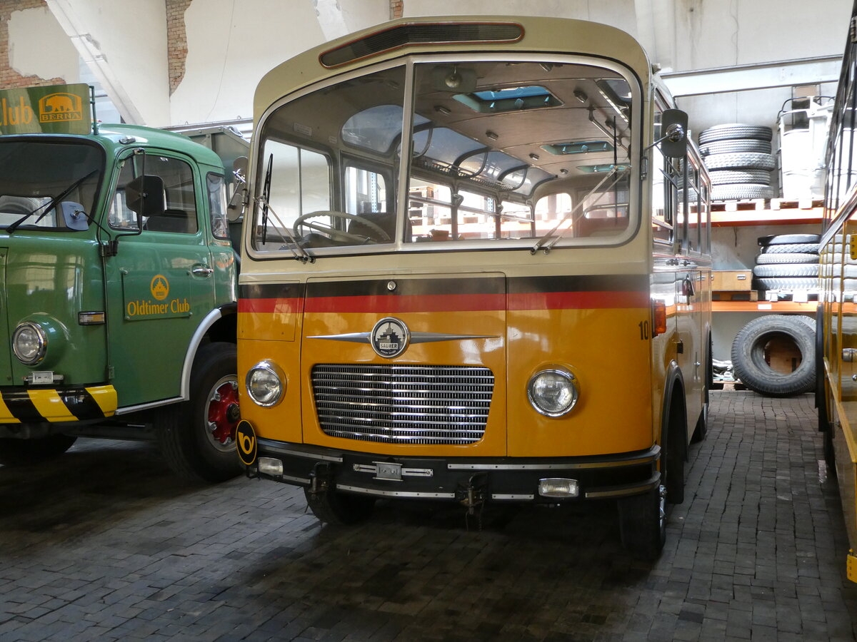 (247'358) - Oldtimer Club Saurer, Arbon - Nr. 10 - Saurer/R&J (ex Geiger, Adelboden Nr. 10) am 17. Mrz 2023 in Arbon, Saurermuseum Depot