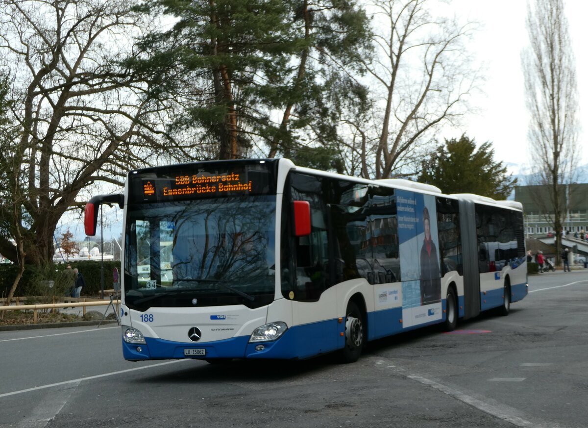 (247'455) - VBL Luzern - Nr. 188/LU 15'062 - Mercedes am 18. Mrz 2023 in Luzern, Inseli-P