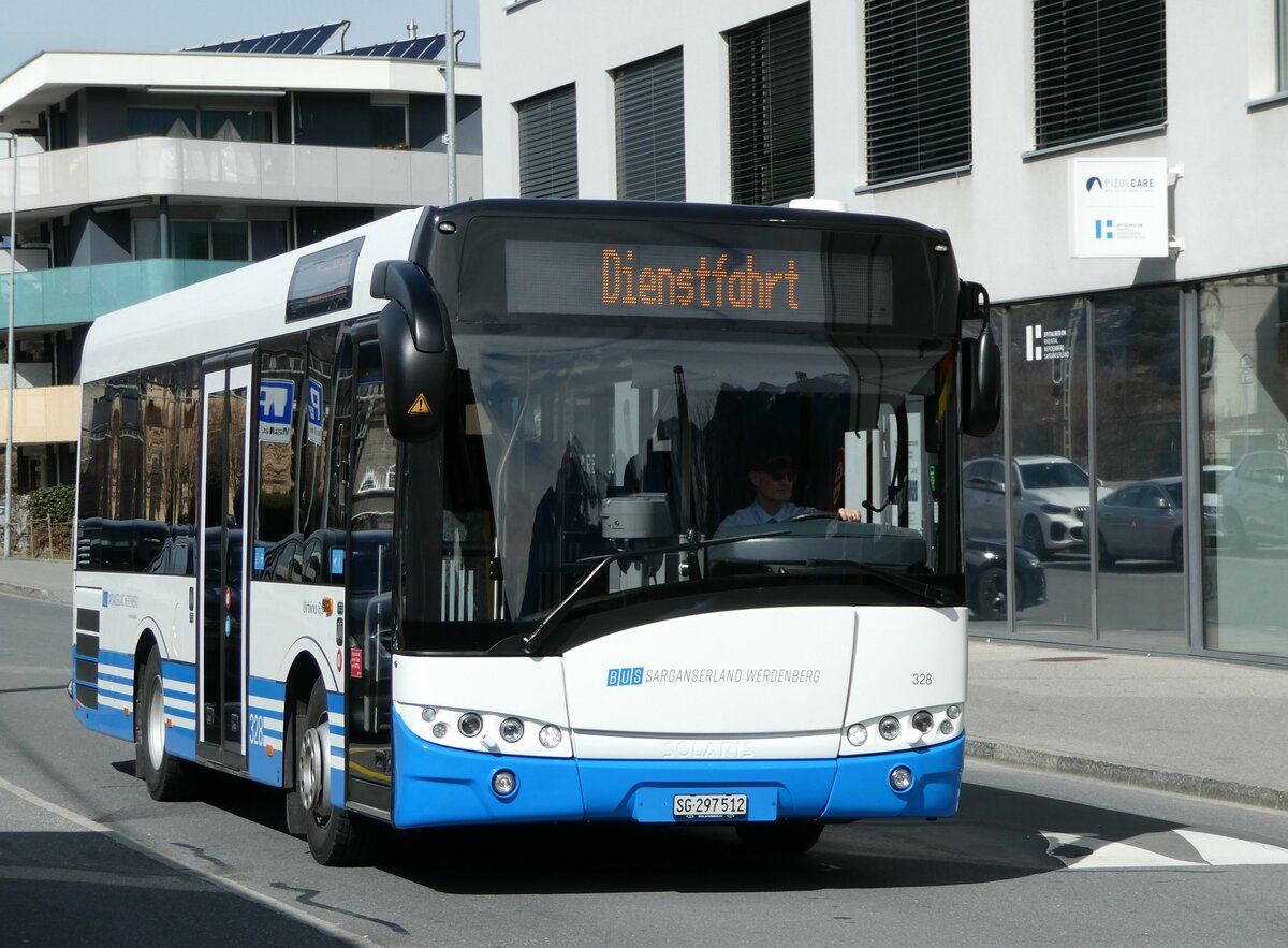 (247'491) - BSW Sargans - Nr. 297'512 - Solaris am 21. Mrz 2023 beim Bahnhof Sargans