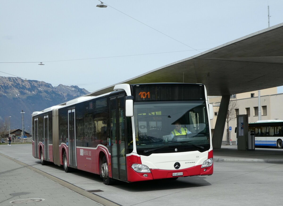 (247'511) - RTB Altsttten - Nr. 926/SG 482'222 - Mercedes (ex Wiener Linien, A-Wien Nr. 8736) am 21. Mrz 2023 beim Bahnhof Buchs