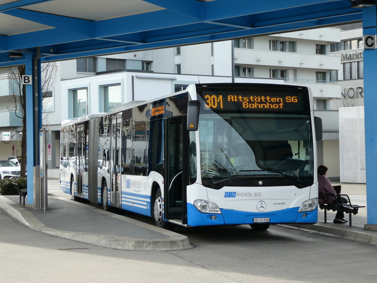 (247'538) - RTB Altsttten - Nr. 4/SG 311'036 - Mercedes am 21. Mrz 2023 beim Bahnhof Heerbrugg