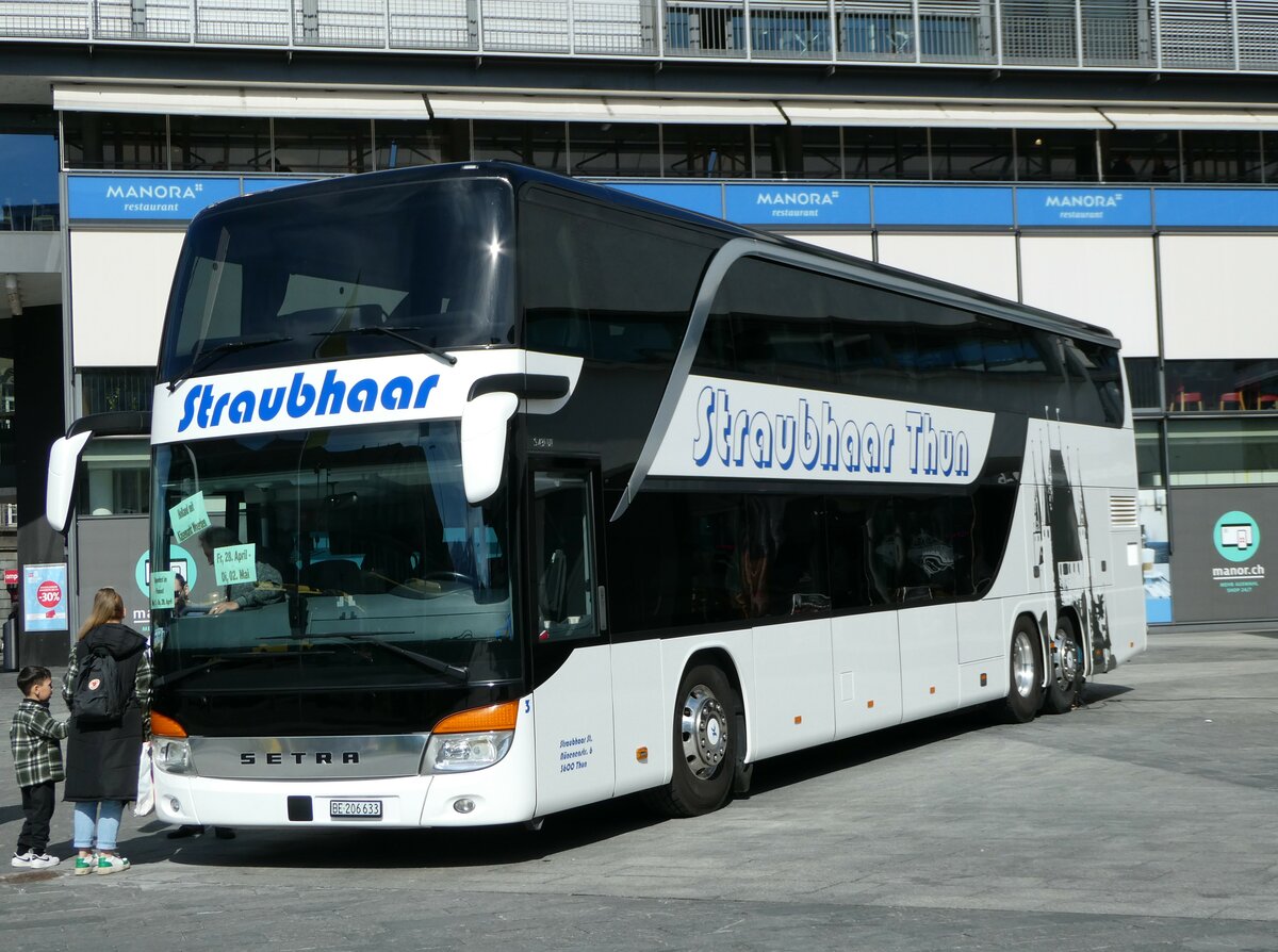 (247'552) - Straubhaar, Thun - Nr. 3/BE 206'633 - Setra am 22. Mrz 2023 in Thun, Aarefeldplatz