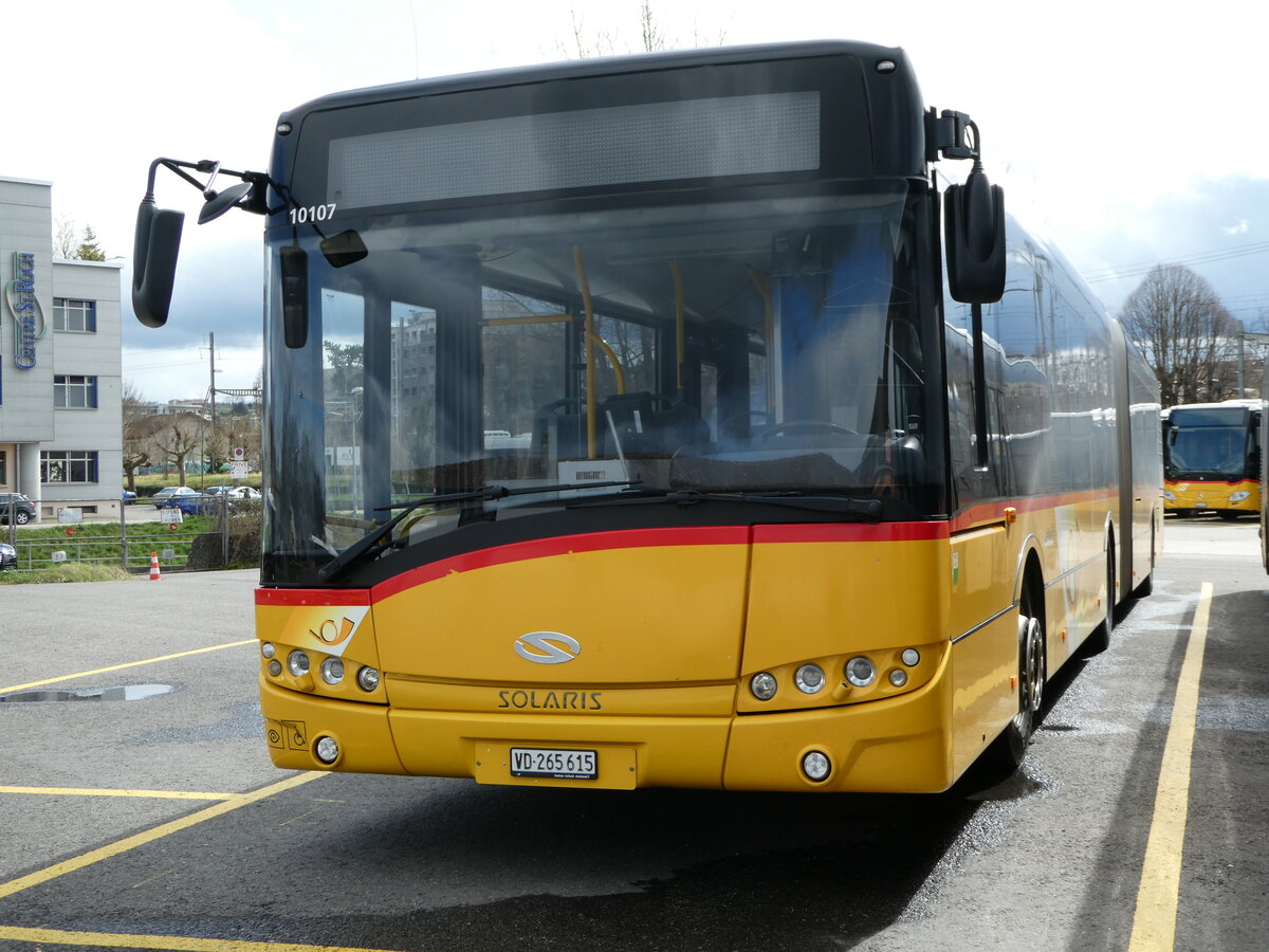 (247'667) - CarPostal Ouest - VD 265'615/PID 10'107 - Solaris am 25. Mrz 2023 in Yverdon, Garage