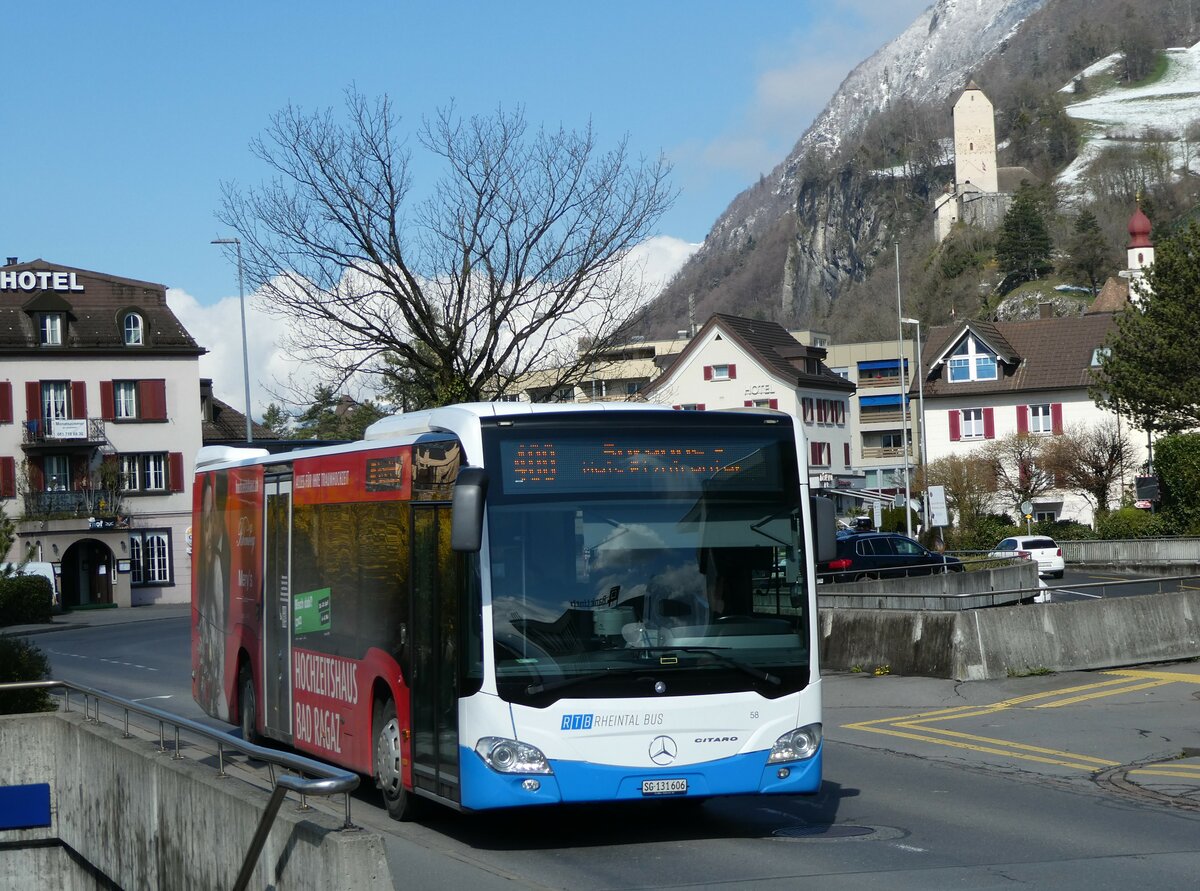 (247'764) - RTB Altsttten - Nr. 58/SG 131'606 - Mercedes am 28. Mrz 2023 beim Bahnhof Sargans