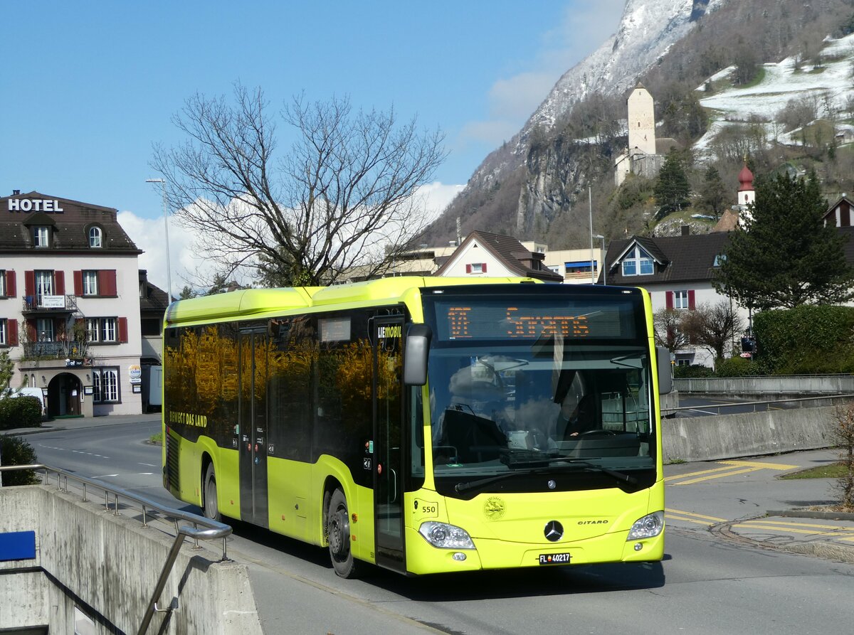 (247'765) - Aus Liechtenstein: BOS PS Anstalt, Vaduz - Nr. 550/FL 40'217 - Mercedes (ex PLA Vaduz Nr. 45/PID 10'586) am 28. Mrz 2023 beim Bahnhof Sargans