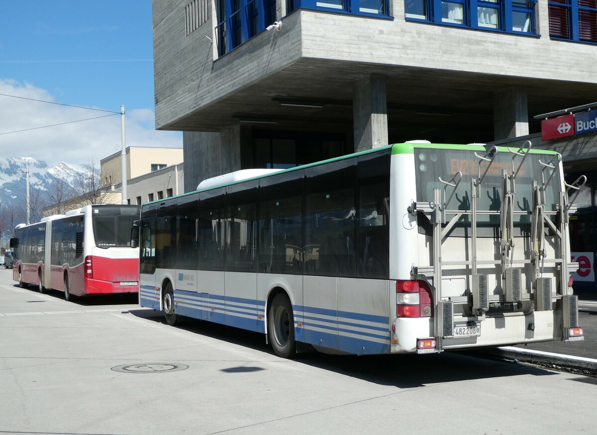 (247'786) - RTB Altsttten - Nr. 912/SG 482'208 - MAN (ex PostBus/A BD 15'356) am 28. Mrz 2023 beim Bahnhof Buchs