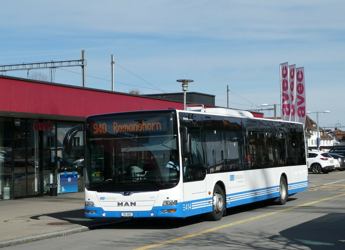 (247'804) - BOTG Amriswil - Nr. 414/TG 693 - MAN am 28. Mrz 2023 beim Bahnhof Amriswil