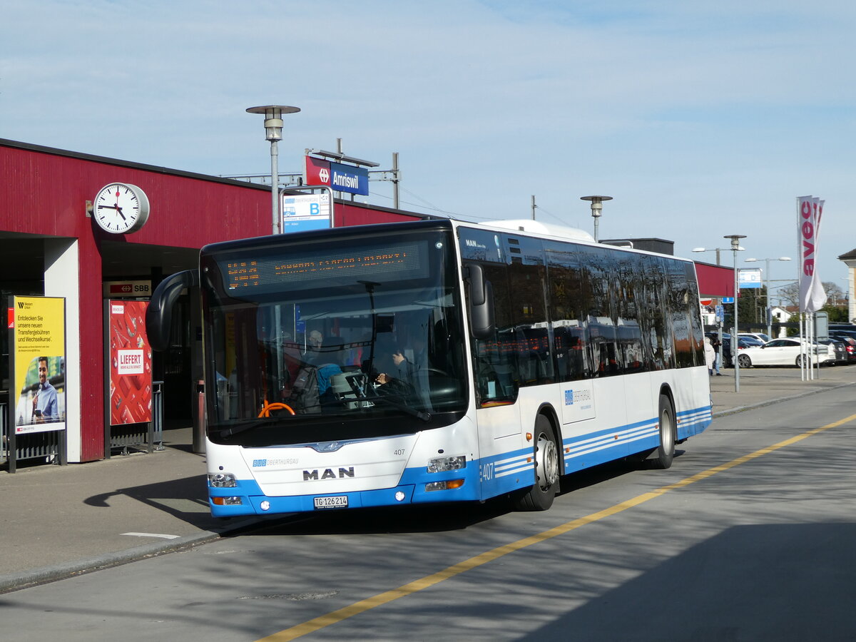 (247'828) - BOTG Amriswil - Nr. 407/TG 126'214 - MAN (ex Nr. 4) am 28. Mrz 2023 beim Bahnhof Amriswil