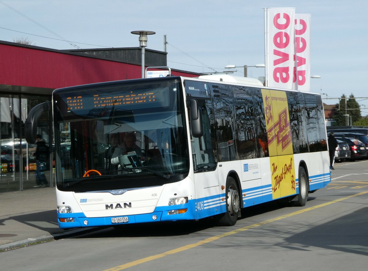 (247'830) - BOTG Amriswil - Nr. 406/TG 180'556 - MAN (ex Nr. 2) am 28. Mrz 2023 beim Bahnhof Amriswil