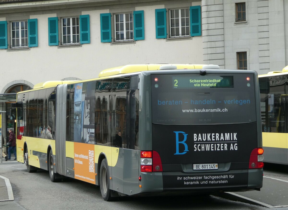 (247'928) - STI Thun - Nr. 145/BE 801'145 - MAN am 1. April 2023 beim Bahnhof Thun