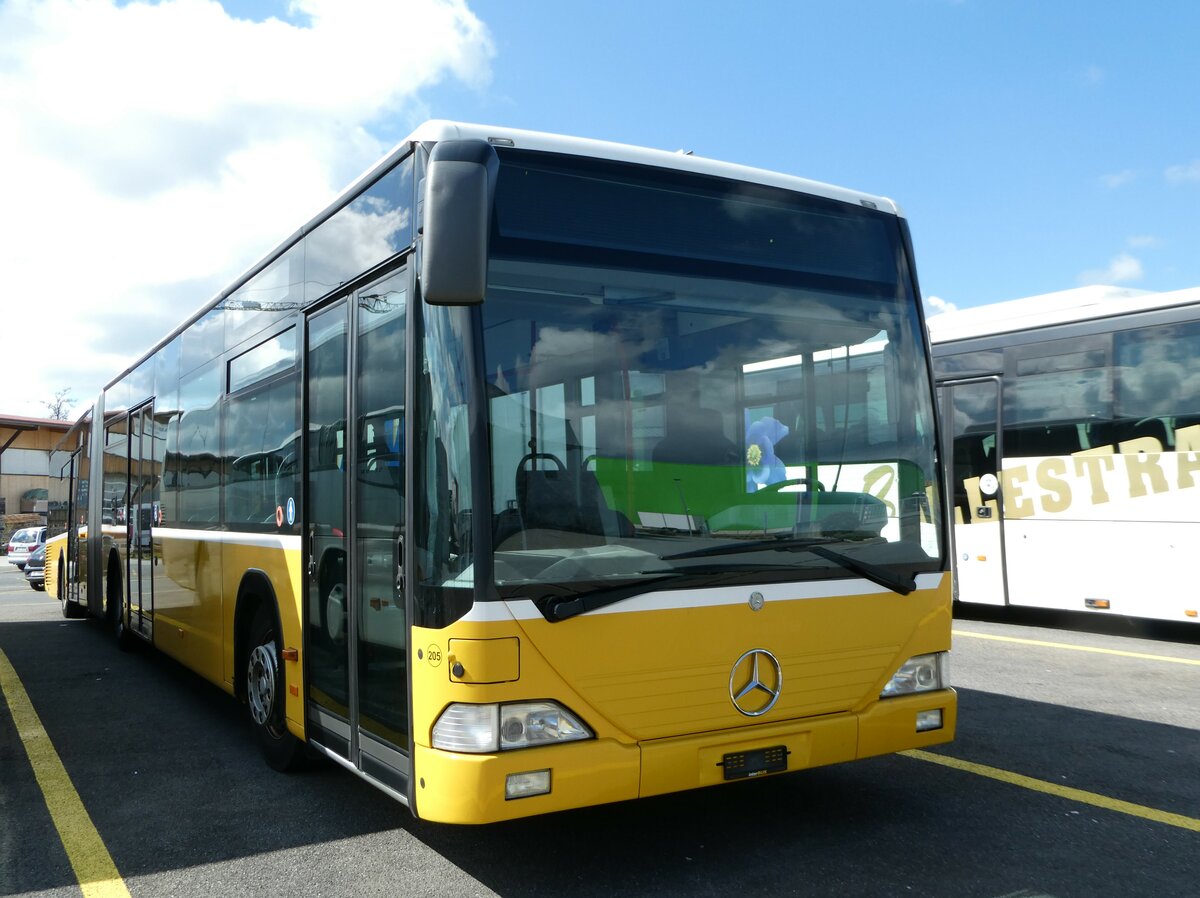 (248'181) - Interbus, Yverdon - Nr. 205 - Mercedes (ex Twerenbold, Baden Nr. 19; ex Steffen, Remetschwil Nr. 95; ex PostAuto Nordschweiz PID 3900) am 8. April 2023 in Kerzers, Interbus