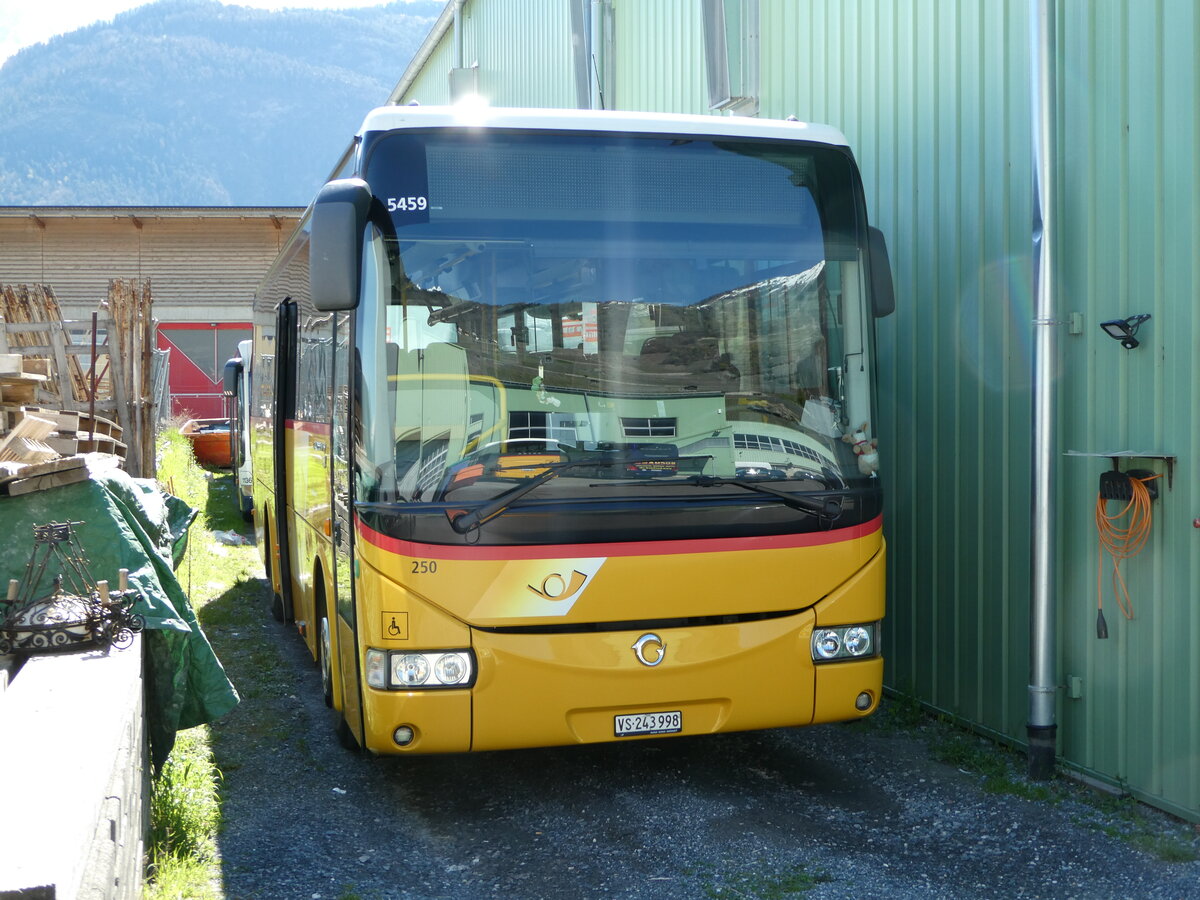 (248'287) - Buchard, Leytron - Nr. 250/VS 243'998/PID 5459 - Irisbus am 9. April 2023 in Leytron, Garage