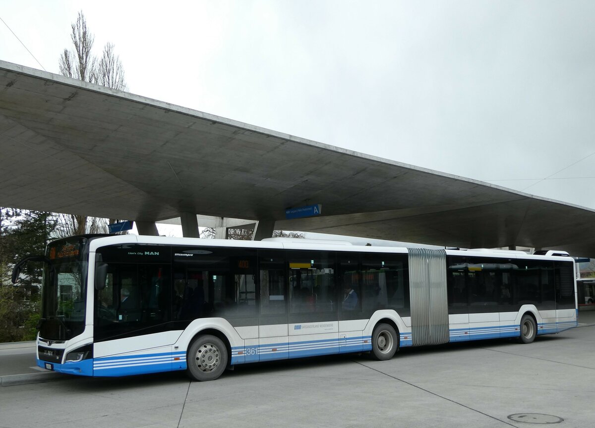 (248'503) - BSW Sargans - Nr. 361/SG 482'203 - MAN am 13. April 2023 beim Bahnhof Buchs