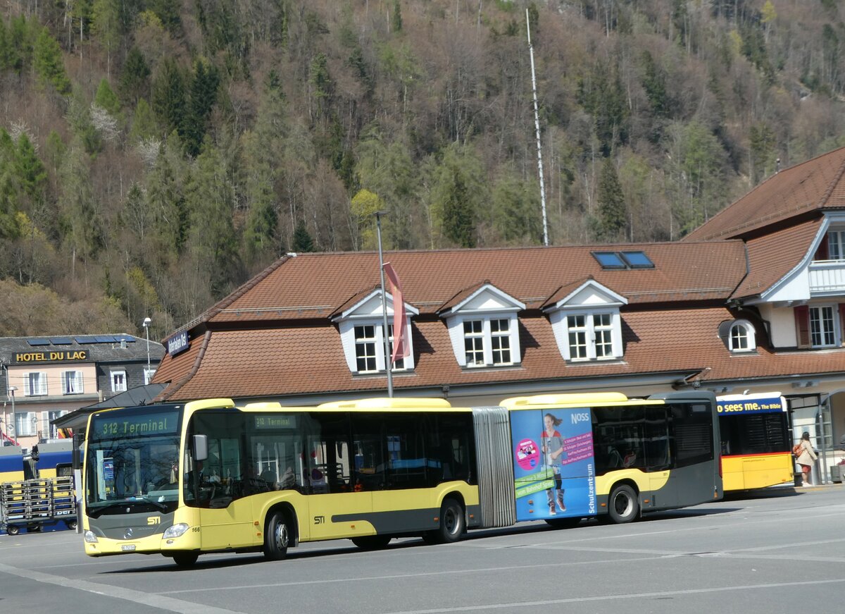 (248'873) - STI Thun - Nr. 166/BE 752'166 - Mercedes am 19. April 2023 beim Bahnhof Interlaken Ost