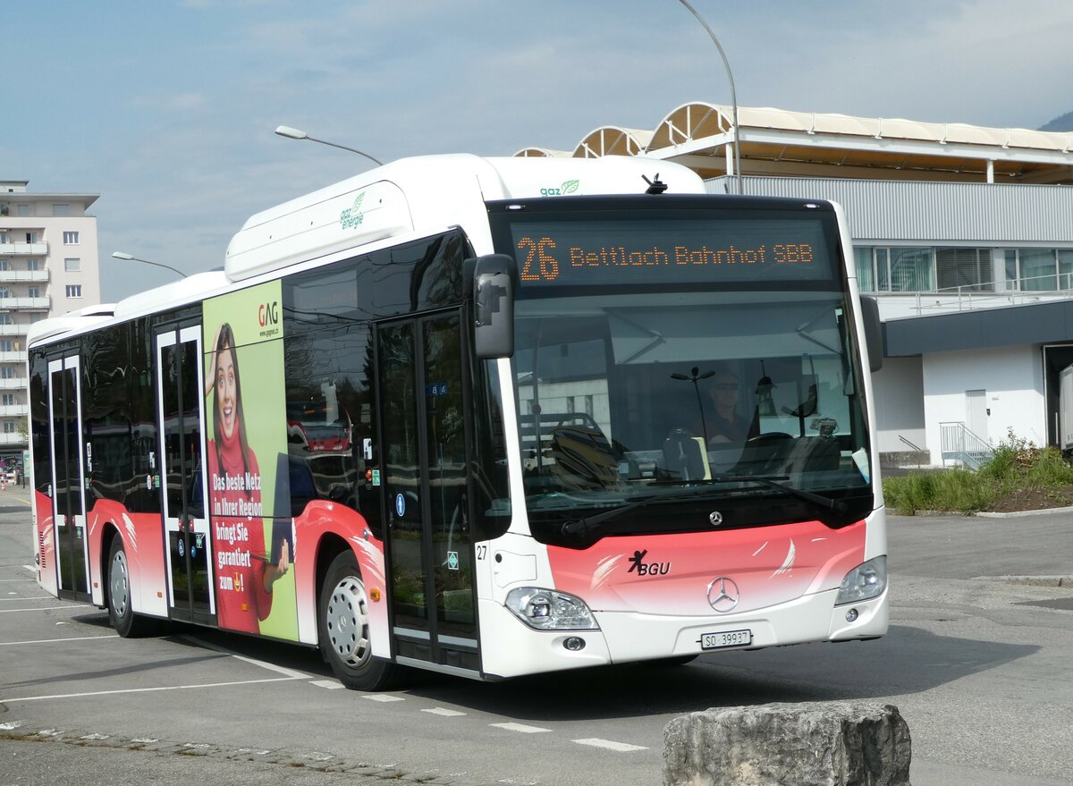 (249'009) - BGU Grenchen - Nr. 27/SO 39'937 - Mercedes am 22. April 2023 beim Bahnhof Grenchen Sd