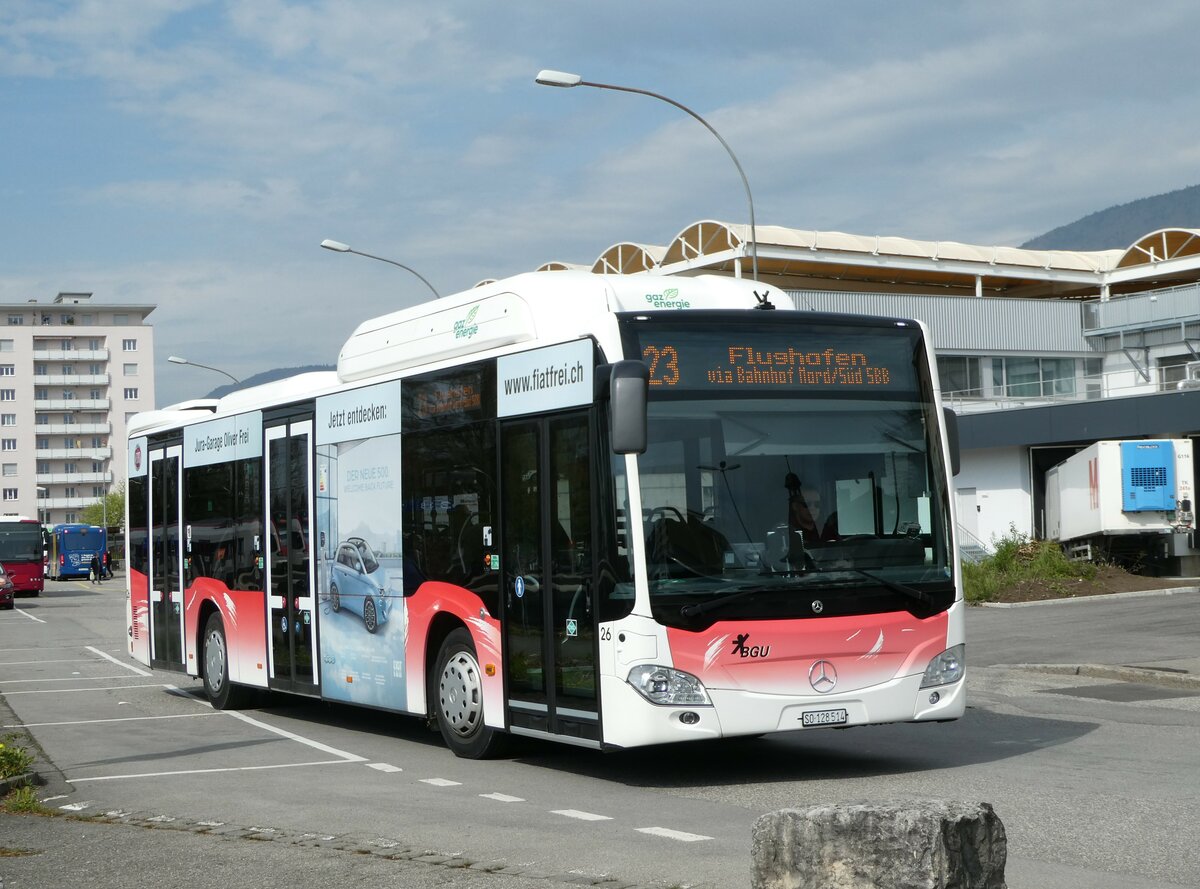 (249'012) - BGU Grenchen - Nr. 26/SO 128'514 - Mercedes am 22. April 2023 beim Bahnhof Grenchen Sd