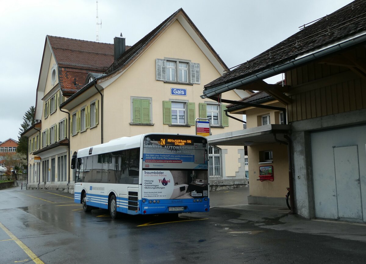 (249'107) - BSW Sargans - Nr. 319/SG 297'503 - Solaris am 25. April 2023 beim Bahnhof Gais