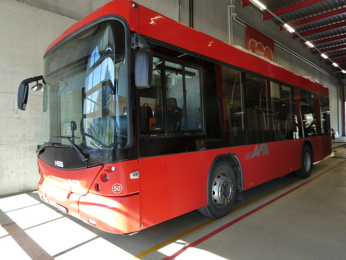 (249'529) - AFA Adelboden - Nr. 50/BE 715'002 - Scania/Hess am 4. Mai 2023 in Frutigen, Garage