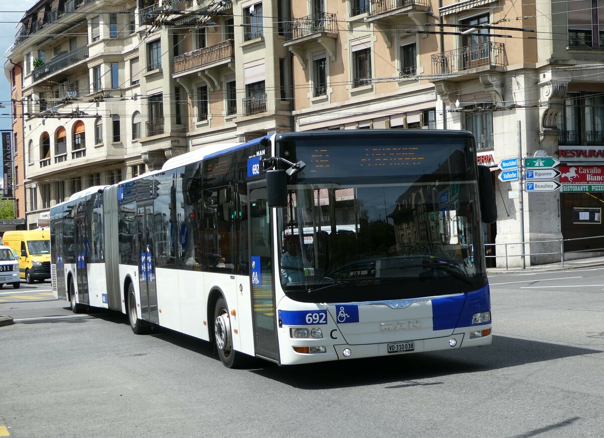 (249'666) - TL Lausanne - Nr. 692/VD 310'038 - MAN am 5. Mai 2023 in Lausanne, Chauderon