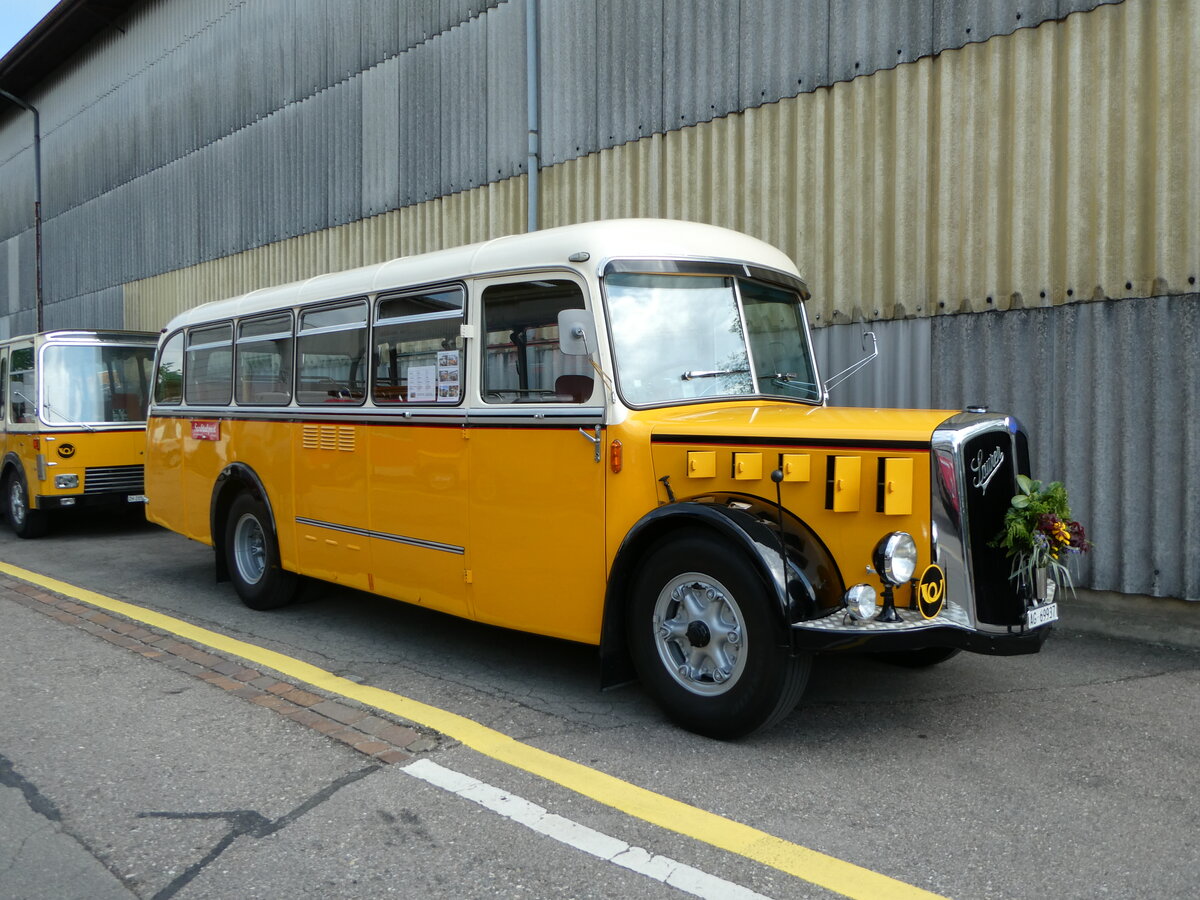 (249'710) - Blchlinger, Endingen - AG 69'937 - Saurer/Tscher (ex Dubach, Walde; ex Spescha, Andiast) am 6. Mai 2023 in Attikon, Wegmller