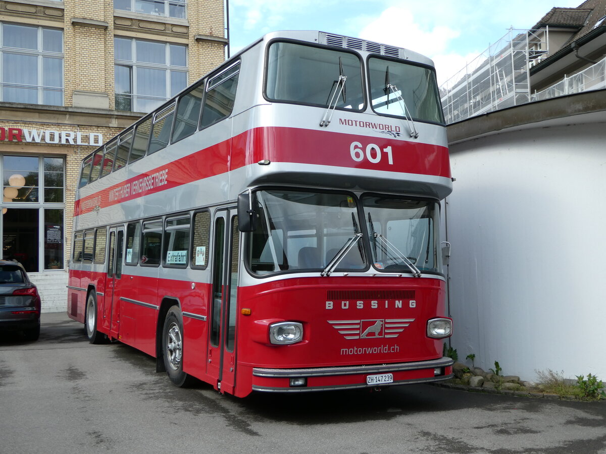 (249'850) - Motorworld, Kemptthal - Nr. 601/ZH 147'239 - Bssing (ex WV Winterthur Nr. 601; ex WV Winterthur Nr. 201; ex Amt fr Luftverkehr, Zrich Nr. 47; ex Swissair, Zrich Nr. 23) am 12. Mai 2023 in Kemptthal, Motorworld